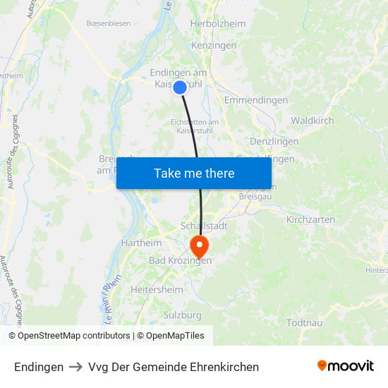 Endingen to Vvg Der Gemeinde Ehrenkirchen map