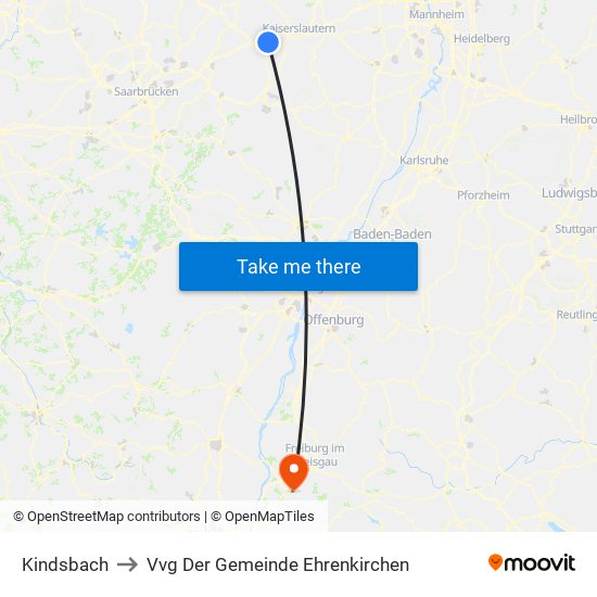 Kindsbach to Vvg Der Gemeinde Ehrenkirchen map
