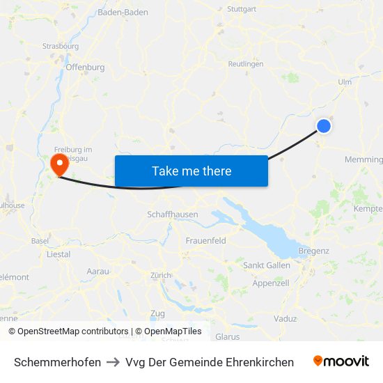 Schemmerhofen to Vvg Der Gemeinde Ehrenkirchen map