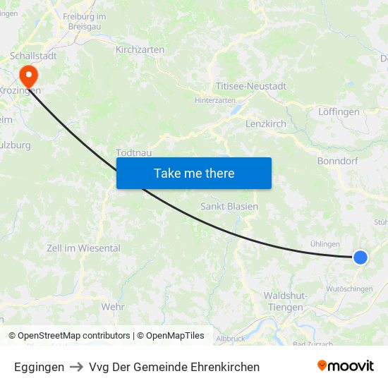 Eggingen to Vvg Der Gemeinde Ehrenkirchen map