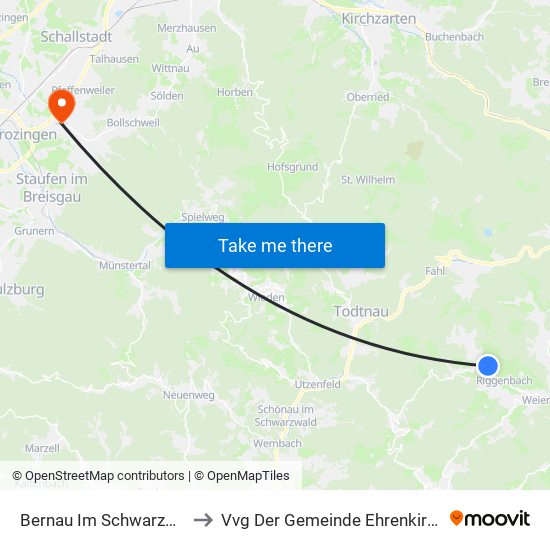 Bernau Im Schwarzwald to Vvg Der Gemeinde Ehrenkirchen map