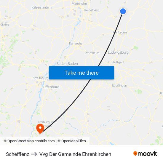 Schefflenz to Vvg Der Gemeinde Ehrenkirchen map