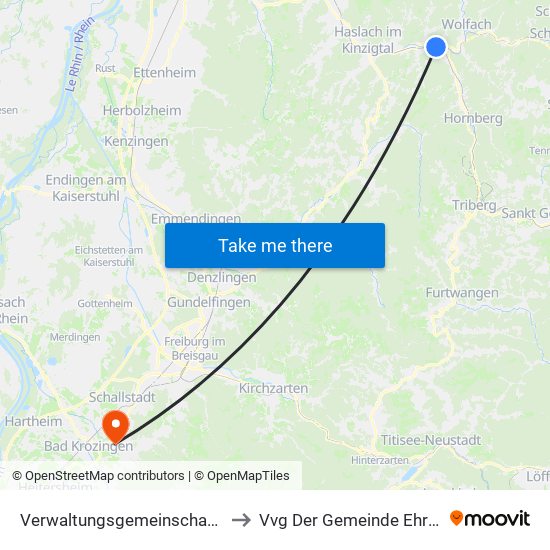 Verwaltungsgemeinschaft Hausach to Vvg Der Gemeinde Ehrenkirchen map