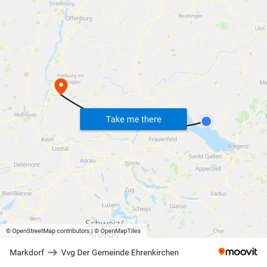 Markdorf to Vvg Der Gemeinde Ehrenkirchen map