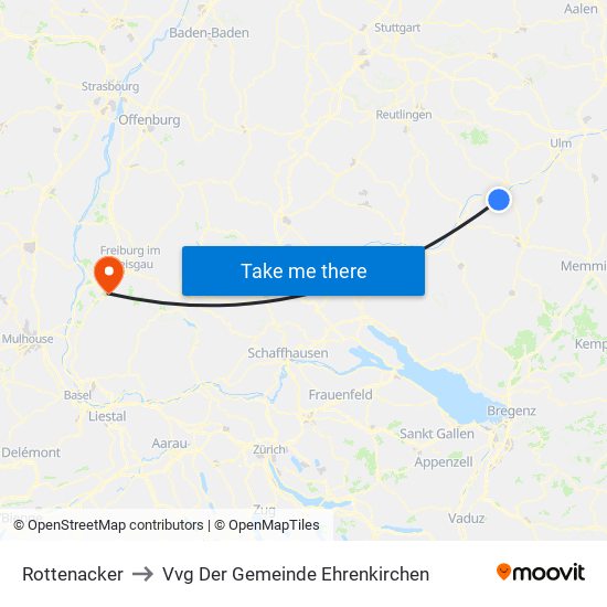 Rottenacker to Vvg Der Gemeinde Ehrenkirchen map