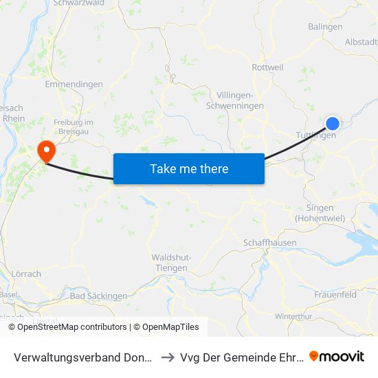 Verwaltungsverband Donau-Heuberg to Vvg Der Gemeinde Ehrenkirchen map