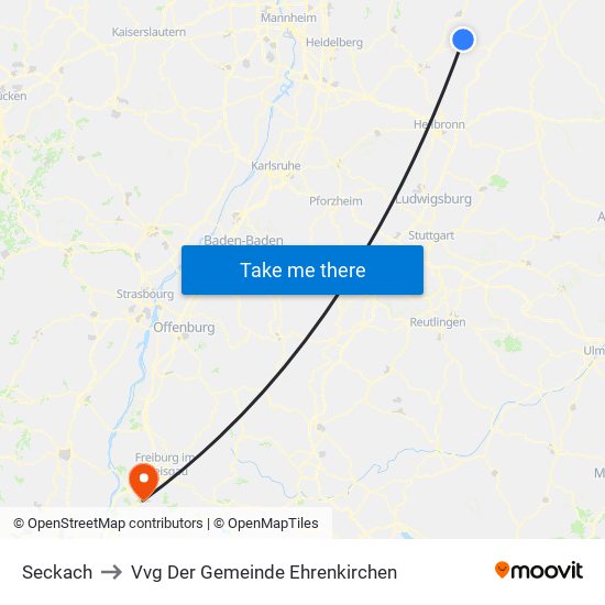 Seckach to Vvg Der Gemeinde Ehrenkirchen map