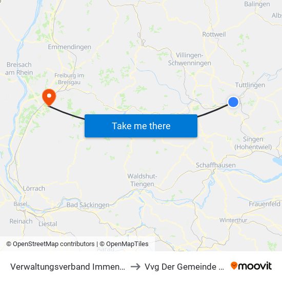 Verwaltungsverband Immendingen-Geisingen to Vvg Der Gemeinde Ehrenkirchen map