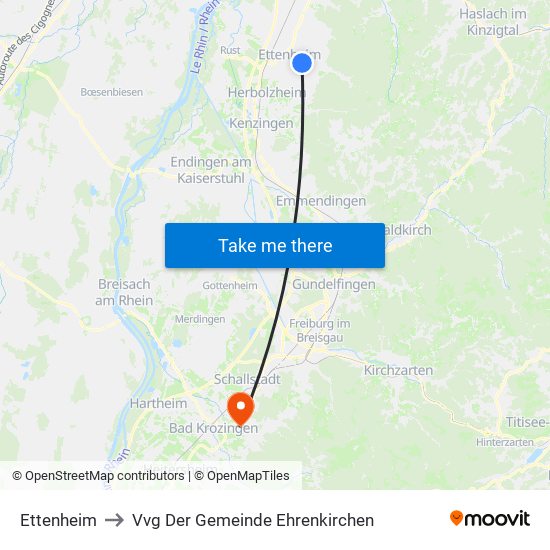 Ettenheim to Vvg Der Gemeinde Ehrenkirchen map