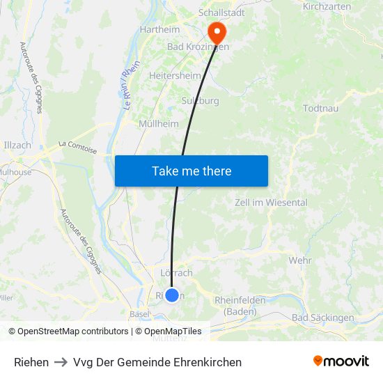 Riehen to Vvg Der Gemeinde Ehrenkirchen map