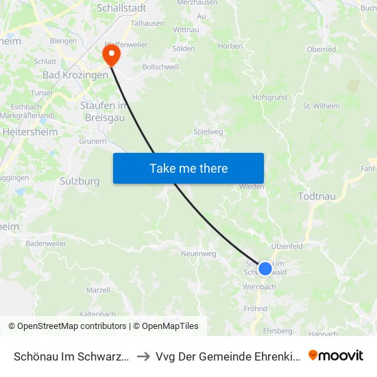 Schönau Im Schwarzwald to Vvg Der Gemeinde Ehrenkirchen map
