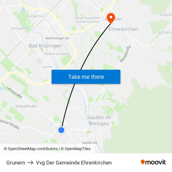 Grunern to Vvg Der Gemeinde Ehrenkirchen map