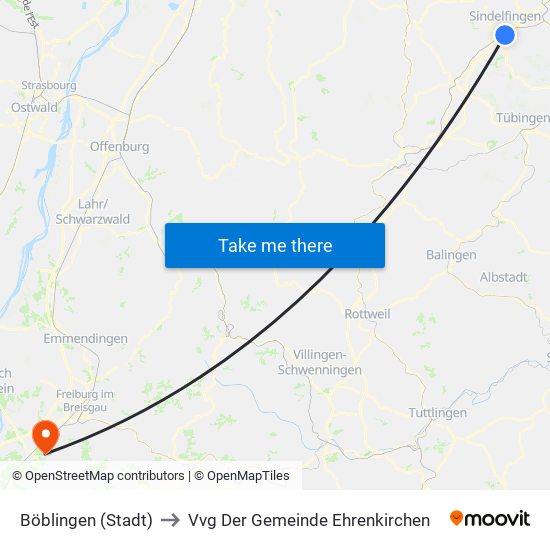 Böblingen (Stadt) to Vvg Der Gemeinde Ehrenkirchen map