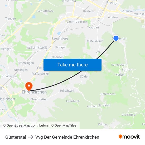 Günterstal to Vvg Der Gemeinde Ehrenkirchen map