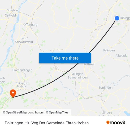 Poltringen to Vvg Der Gemeinde Ehrenkirchen map