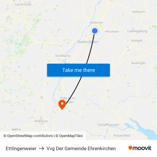 Ettlingenweier to Vvg Der Gemeinde Ehrenkirchen map