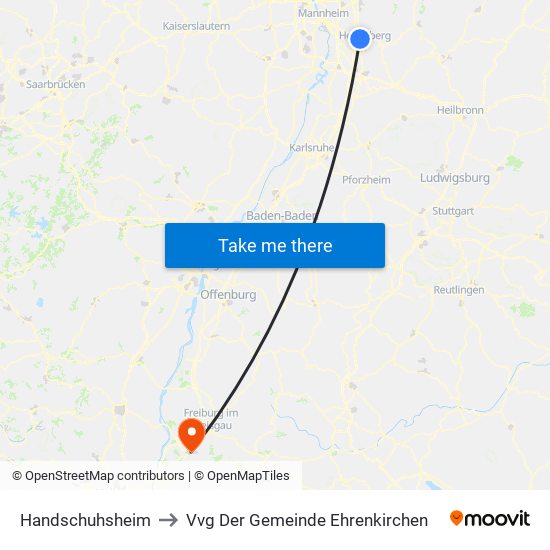 Handschuhsheim to Vvg Der Gemeinde Ehrenkirchen map