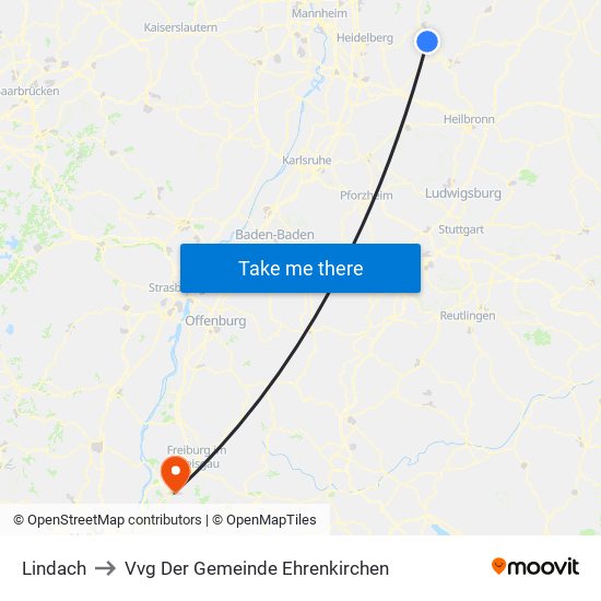 Lindach to Vvg Der Gemeinde Ehrenkirchen map