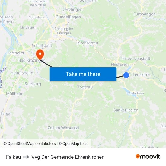 Falkau to Vvg Der Gemeinde Ehrenkirchen map