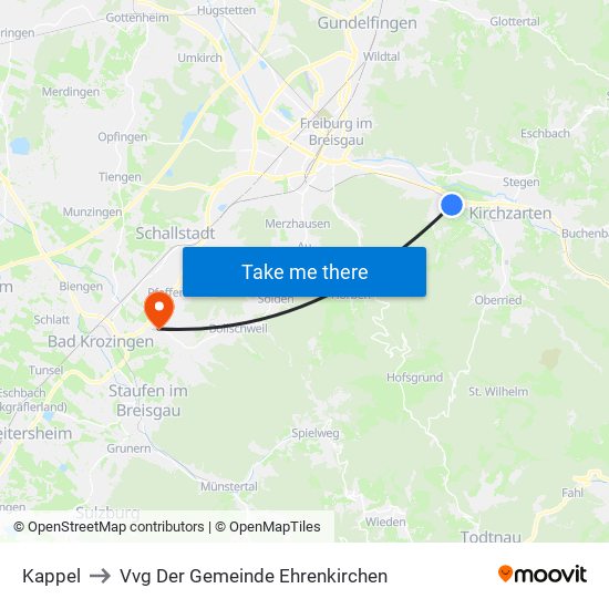 Kappel to Vvg Der Gemeinde Ehrenkirchen map