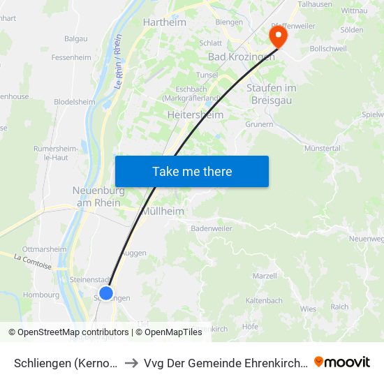 Schliengen (Kernort) to Vvg Der Gemeinde Ehrenkirchen map