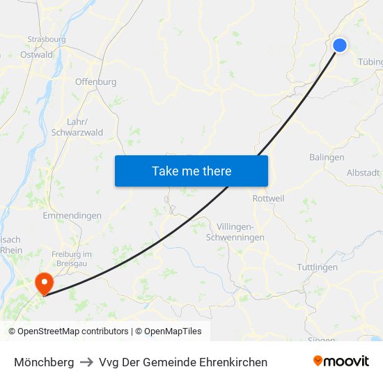 Mönchberg to Vvg Der Gemeinde Ehrenkirchen map