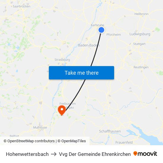 Hohenwettersbach to Vvg Der Gemeinde Ehrenkirchen map