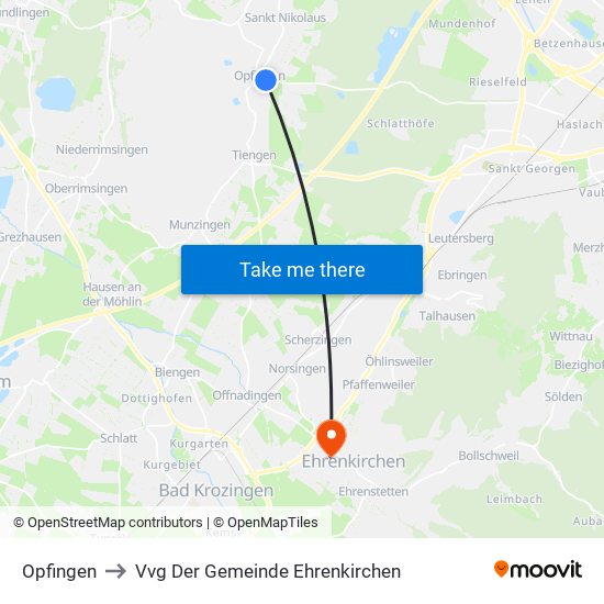 Opfingen to Vvg Der Gemeinde Ehrenkirchen map