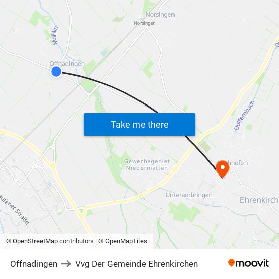 Offnadingen to Vvg Der Gemeinde Ehrenkirchen map