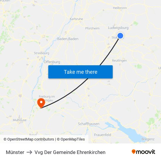 Münster to Vvg Der Gemeinde Ehrenkirchen map