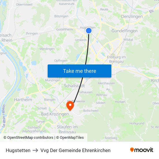 Hugstetten to Vvg Der Gemeinde Ehrenkirchen map