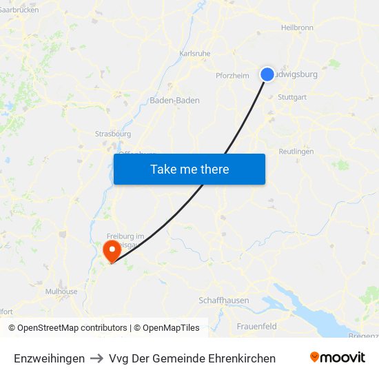 Enzweihingen to Vvg Der Gemeinde Ehrenkirchen map