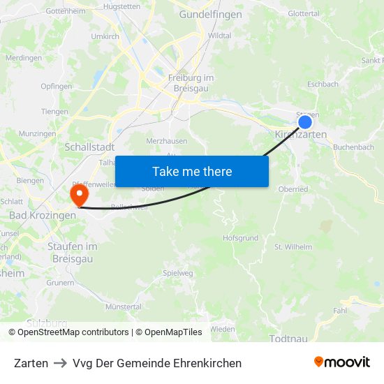 Zarten to Vvg Der Gemeinde Ehrenkirchen map