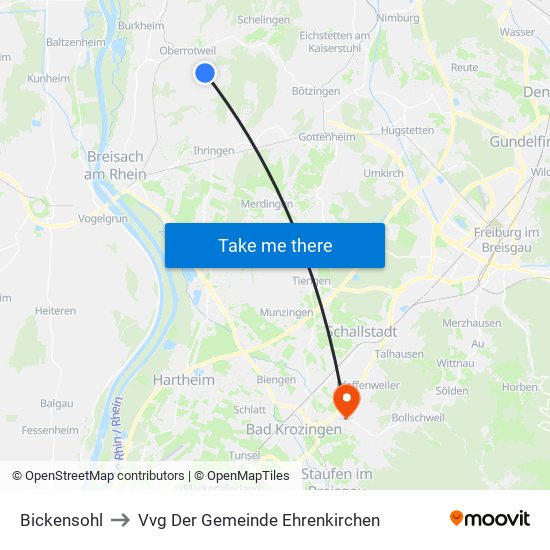 Bickensohl to Vvg Der Gemeinde Ehrenkirchen map