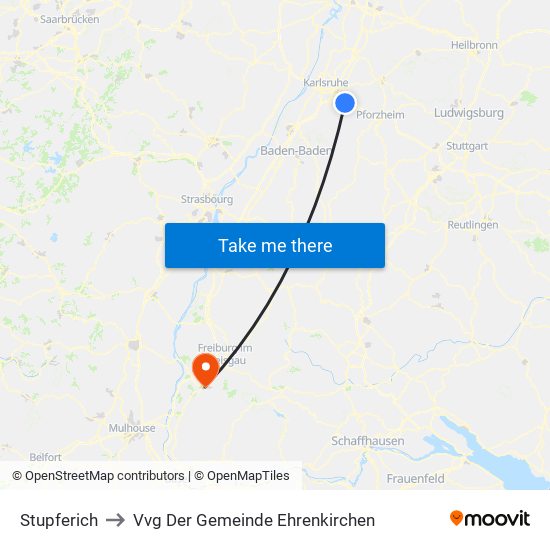 Stupferich to Vvg Der Gemeinde Ehrenkirchen map