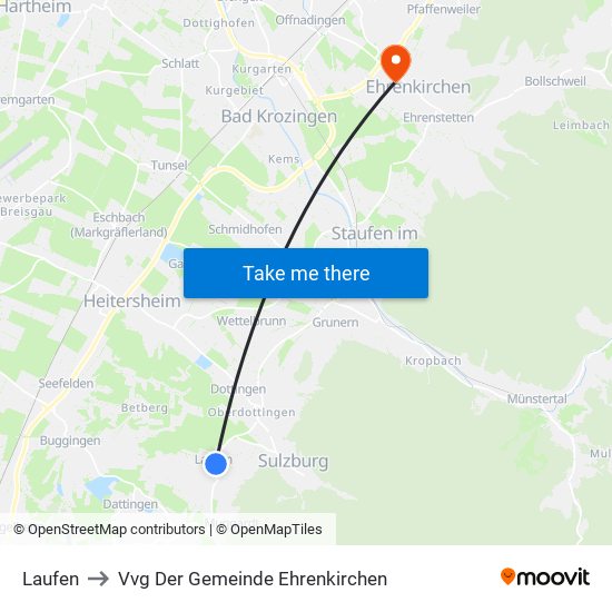 Laufen to Vvg Der Gemeinde Ehrenkirchen map
