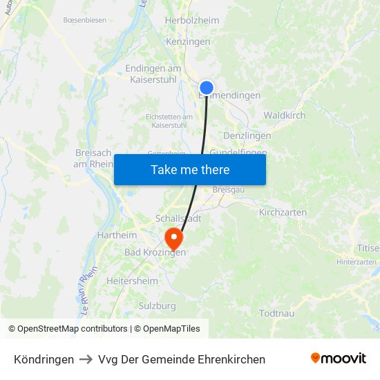 Köndringen to Vvg Der Gemeinde Ehrenkirchen map