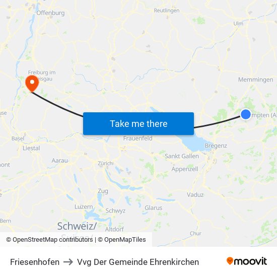 Friesenhofen to Vvg Der Gemeinde Ehrenkirchen map