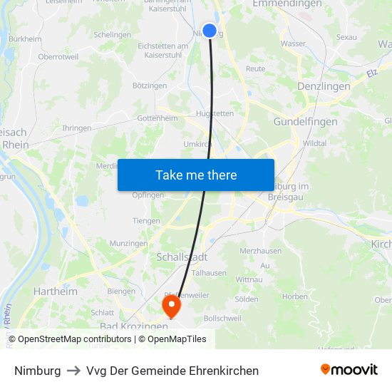 Nimburg to Vvg Der Gemeinde Ehrenkirchen map