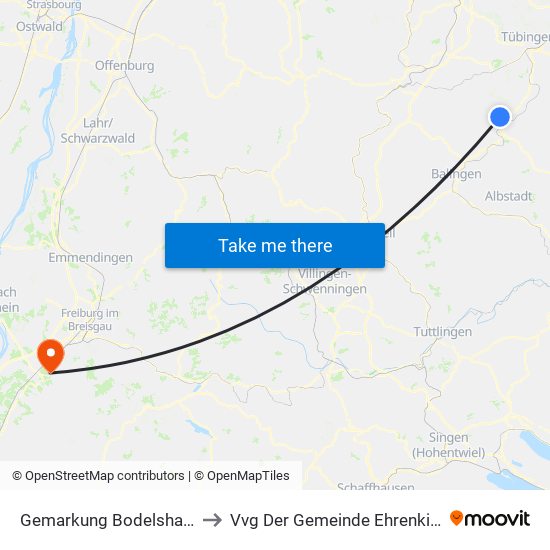 Gemarkung Bodelshausen to Vvg Der Gemeinde Ehrenkirchen map