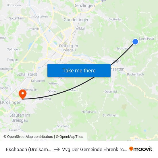 Eschbach (Dreisamtal) to Vvg Der Gemeinde Ehrenkirchen map