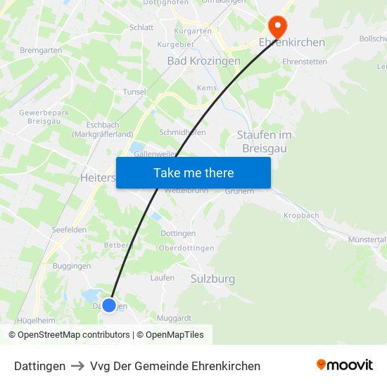 Dattingen to Vvg Der Gemeinde Ehrenkirchen map