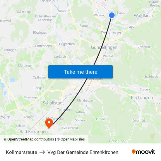 Kollmarsreute to Vvg Der Gemeinde Ehrenkirchen map