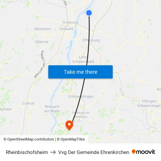 Rheinbischofsheim to Vvg Der Gemeinde Ehrenkirchen map