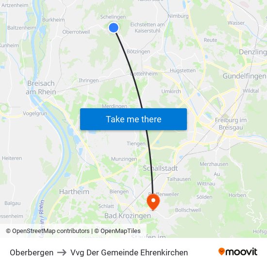 Oberbergen to Vvg Der Gemeinde Ehrenkirchen map