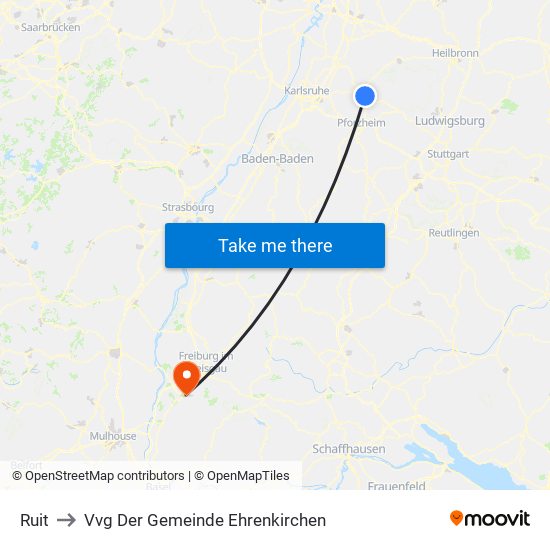 Ruit to Vvg Der Gemeinde Ehrenkirchen map