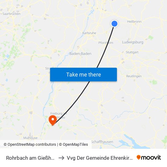 Rohrbach am Gießhübel to Vvg Der Gemeinde Ehrenkirchen map