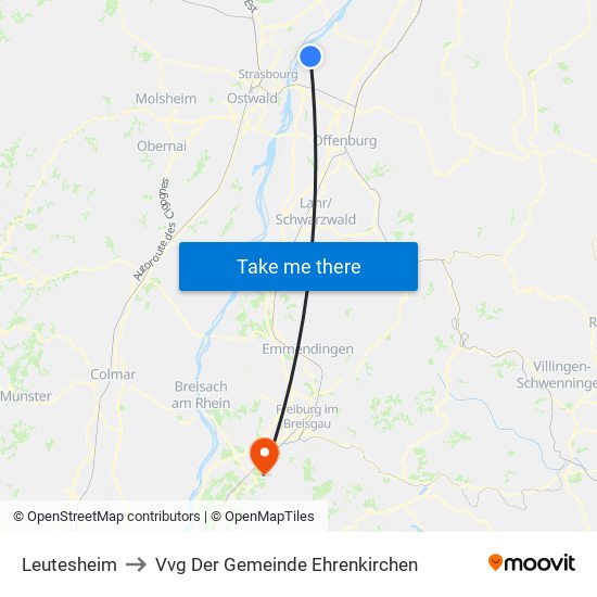 Leutesheim to Vvg Der Gemeinde Ehrenkirchen map