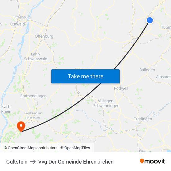 Gültstein to Vvg Der Gemeinde Ehrenkirchen map