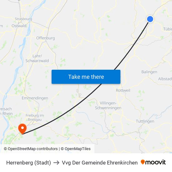 Herrenberg (Stadt) to Vvg Der Gemeinde Ehrenkirchen map